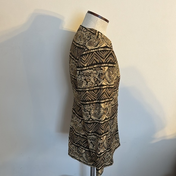 KASPER A.S.L Petite Brown Print Vintage Button Up Blazer - Size 10 Petite - Picture 4 of 9